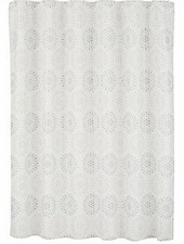 St Nicholas Square Silver Snowflakes Fabric Christmas Shower Curtain Holiday