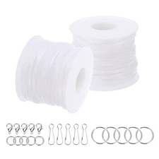 Lanyard String Kit, 2 Rolls Lacing Cord with Accessories, White