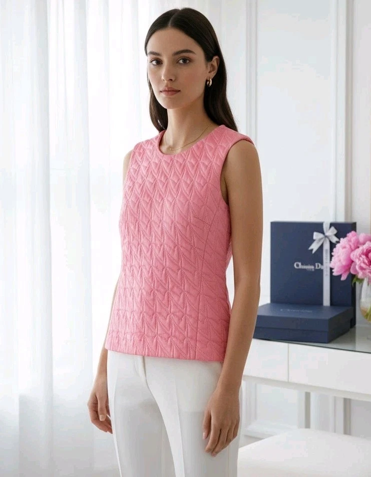 Christian Dior ピンク タンクトップ 42 Christian Dior Vintage Trotter Logo Sleeveless Tank Top Pink x