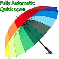 90cm Umbrella Rainbow Golf Large Ultra Durable Deluxe Strong AUTO OPEN FUNCTION