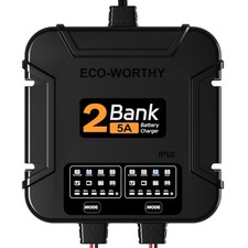 2-Bank Marine Battery Charger 10A 5A/Bank , IP68 Waterproof 12V Charger Maint