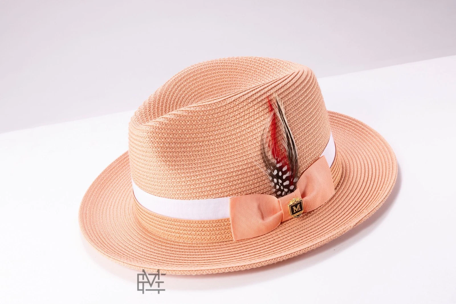 NEW Mens Montique Dress Hat Summer Spring Fashion Straw Fedora Peach USA