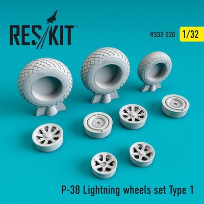 ResKit RS32-0220 1:32 Lockheed P-38 Lightning Wheels Set Type 1