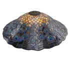 Vintage Tiffany Style Stain Glass Leaded Peacock Feather 20" Lamp Shade