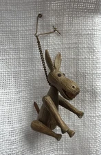 1959 MCM Bojesen Teak Wood Donkey Articulating Zoo Line Toy Pin