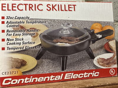 Continental Electric CE23721 32 oz 1500W Non-Stick Electric Skillet, Black
