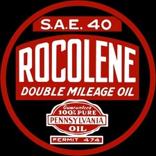 ROC Roosevelt Oil ROCOLENE Motor Oil 40 Weight NEW METAL SIGN: 12" Dia. Round