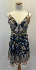Farm Rio Blue Floral Viscose Cutout Sleeveless Dress Sz. G (L)