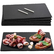 6 Pack Slate Cheese Board Charcuterie Boards Plate Tray for Meats, 12x8 Inch