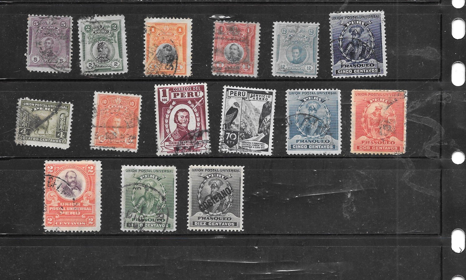 PERU 15 DIFFERENT USED VF OLD VINTAGE CLASSIC STAMP COLLECTION PACKET LOT SET