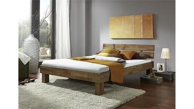 Futonbett Jenny Bett in Wildeiche Massivholz geölt mit Kopfteil 140x200 cm
