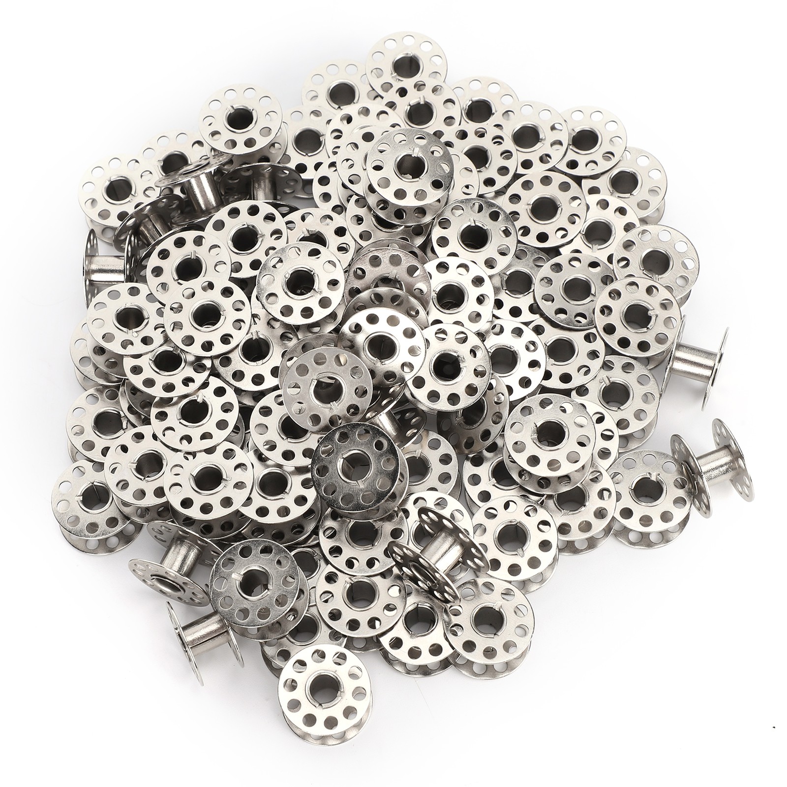 100Pcs Metal Bobbins Universal Sewing Machine Bobbin Spool Universal Bobbin