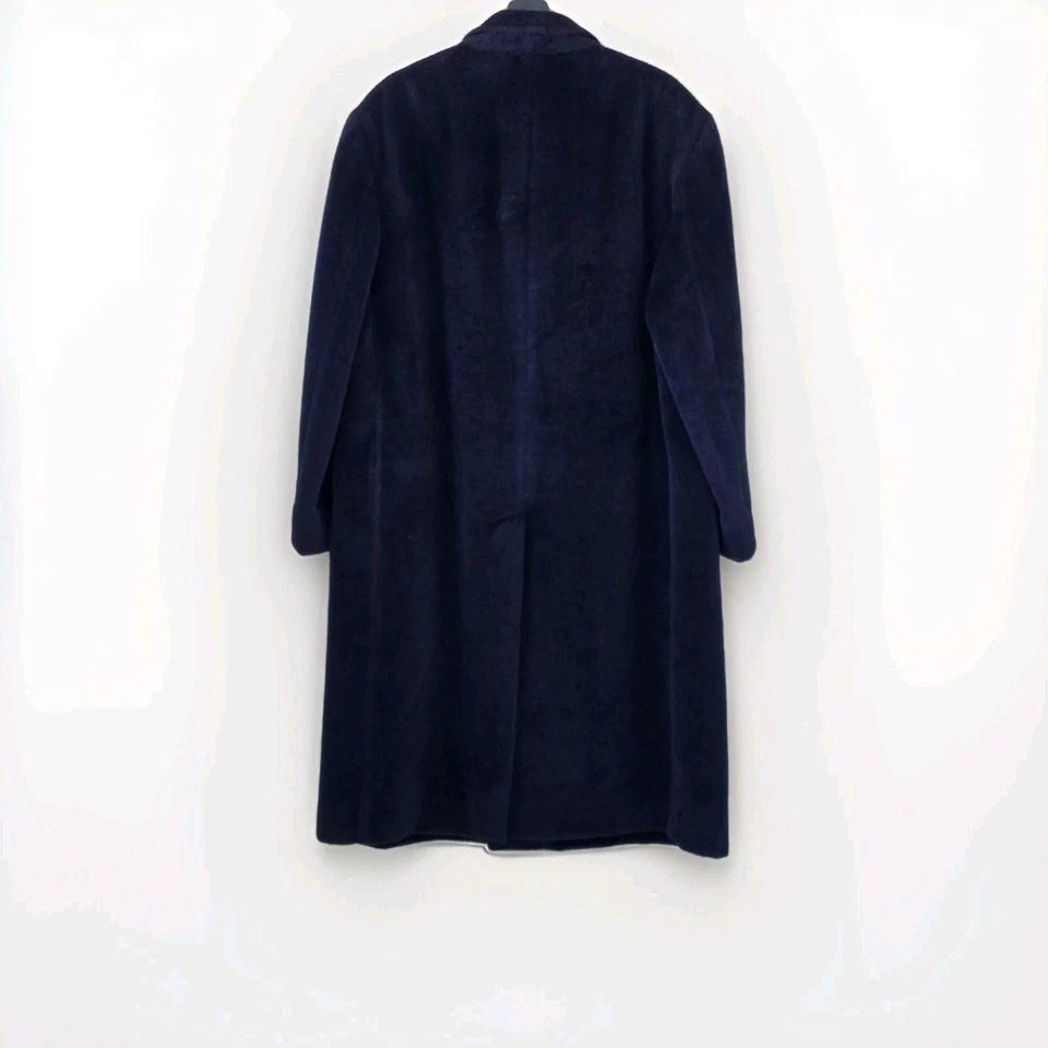 Casaco masculino vintage 96 Ermenegildo Zegna macio 4GGUG0 50R lã marinha angorá cashgora FLAW - Imagem 2 de 4