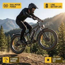 5000W Dual Motor E-bike Electric Bike for Adults 24" Fat Tires 45MPH Off-Road US