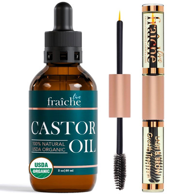 Organic Castor Oil Lash Serum for Hair Growth, 100% Pure Eyebrow Eyelash Growth