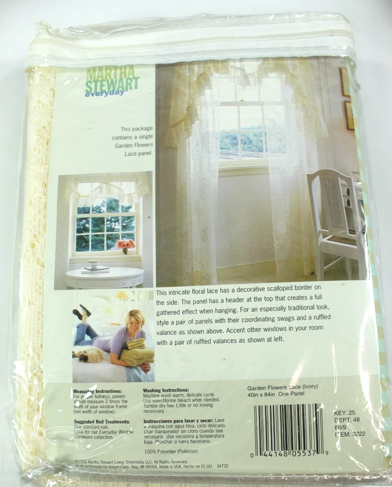 Four Martha Stewart 花园花卉花边面板窗帘 40 英寸宽 x 84 英寸长 Vint 1998 — 第 3/4 张图片