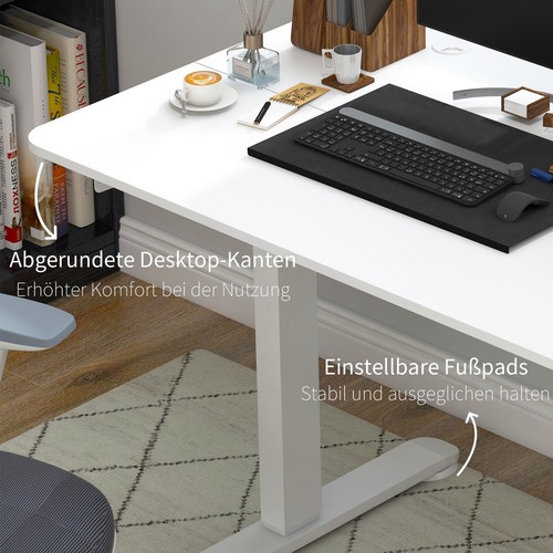 Höhenverstellbarer Schreibtisch 140 x 70cm Elektrisch Computertisch mit Haken - Bild 9 von 10