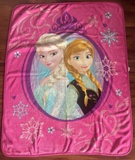 Disney Frozen Elsa  Anna Pink Plush Throw Blanket 36x44 Snowflakes DEAL 