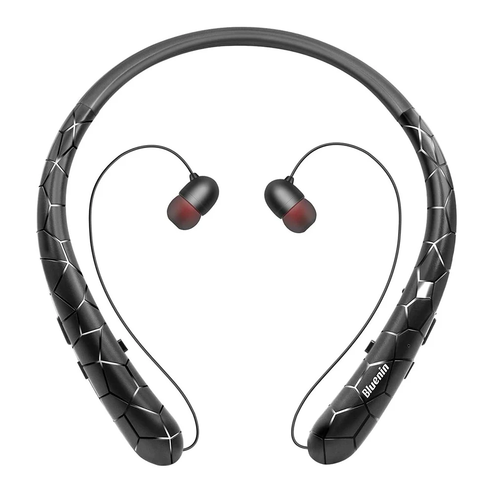 Waterproof Bluetooth 5.0 Neckband Headset with Noise Canceling & Retractable Earbuds