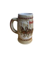 1981 Ceramarte Budweiser Mug Stein Birch Trees Holiday Series Clydesdales