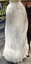 Victorian, Edwardian, Ladies Sheer Skirt, Appliquéd Rosebuds,Ruffled Bottom