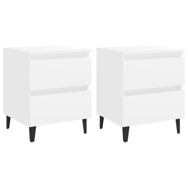 Nachttische2Er Set Weiß 40X35X50 Cm Spanplatte-image