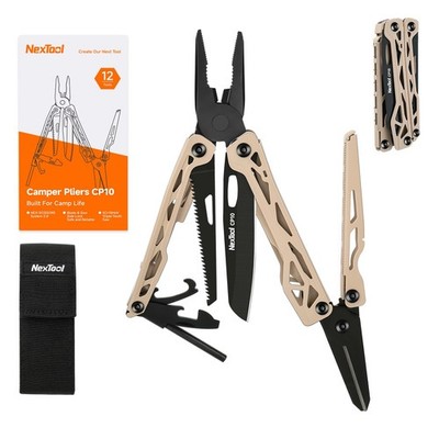 Camper CP10 Multitool，12-in-1 Multi tool with Scissors, Fire Starter, Tent St...