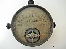 Control Panel Mounted Ammeter 10 cm Diameter Vintage