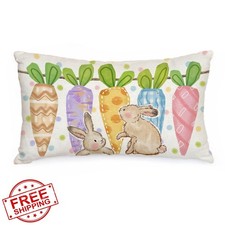 AACORS Easter Pillow Cover 12x20 Inch Carrots Bunny Polka Dots Home