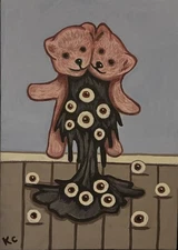 7x5'' Original acrylic painting, gothic artwork, alternative home decor