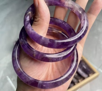  52-60mm Newest Natural Original Ecological Pattern Amethyst Bangle Handcarve Cr