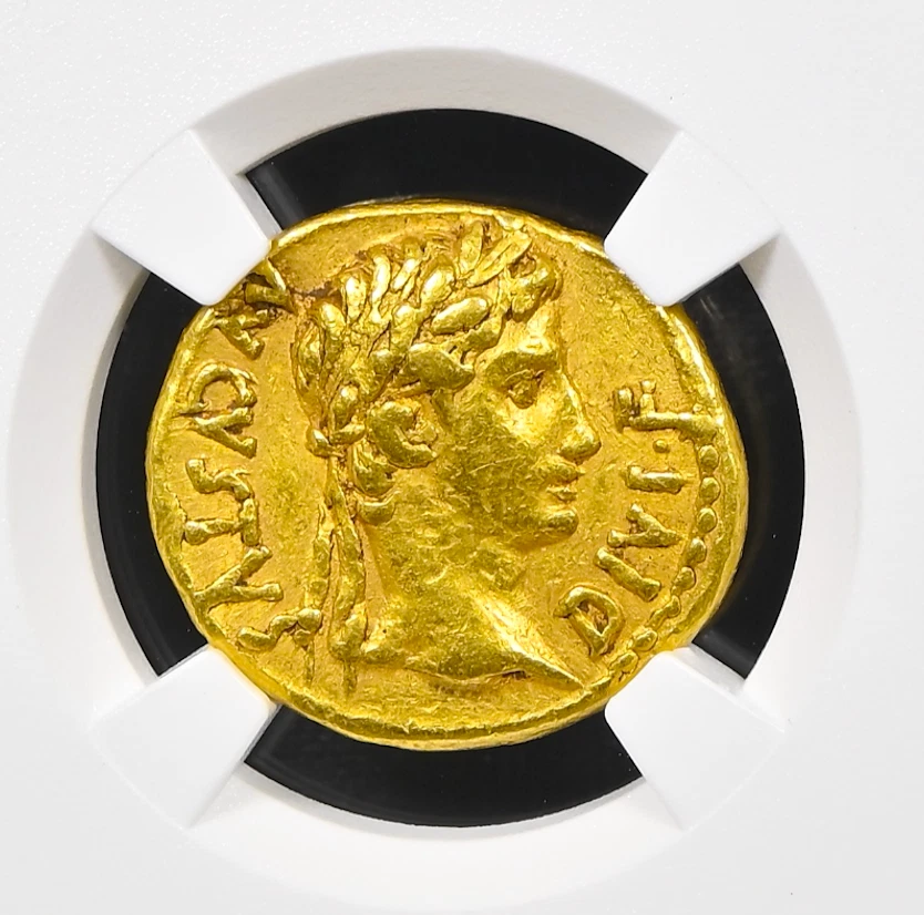 IMPERIO ROMANO "AUGUSTO" AUREUS 14-27 DC NGC CH EN MUY BUEN ESTADO 5x2 MONEDA DE ORO ANTIGUA CÉSAR Foto 2 de 4