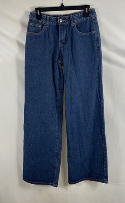 Edikted Women's Blue Washed Wide Leg Low Rise Baggy Jeans Sz S NWT S14091