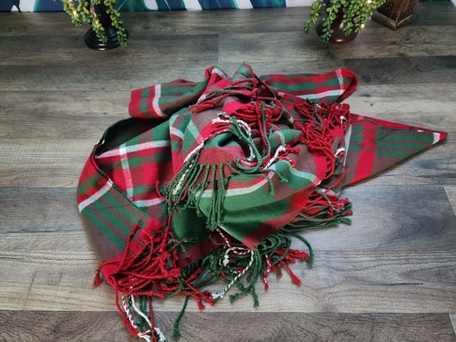 Tartan Plaid Lancio con Frange, Rosso Verde e Bianco Coperta da Picnic/Stadio, Medium W - Foto 6 di 10