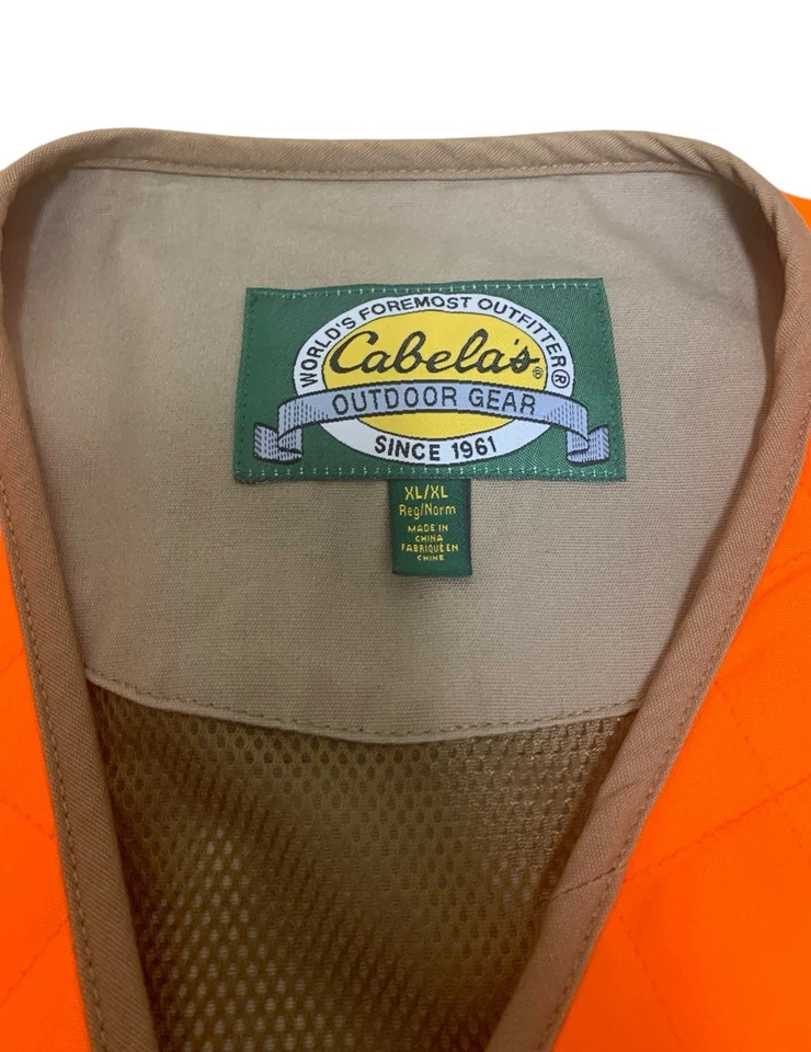 Cabela’s Blaze Orange Upland Hunting Vest XL Game Bag Pockets Mesh Lining - Image 4 of 4