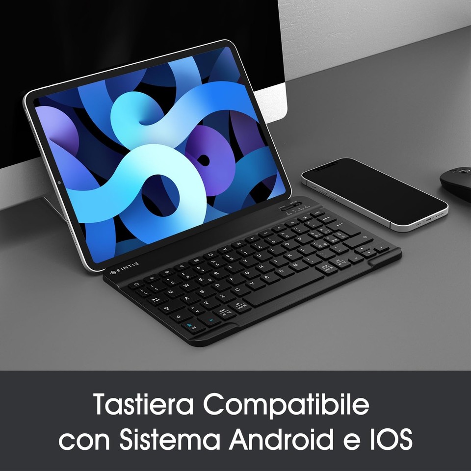 Goshyda Tastiera Bluetooth, HB030 Tastiera Bluetooth 3.0 Portatile Ultrasottile Micro USB da 13 Pollici e 78 Tasti, per Laptop, Tablet, per Air / 5, Bianca
