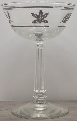 Libbey Glass Company Silver Leaf Silver Tone Champagne Tall Sherbet Glasses (4) - Picture 2 of 7
