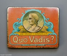 Alte Blechdose - Quo Vadis ? 10 CIGARES - wohl um 1930...kurioses Teil