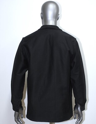 New French Vintage Black Moleskin Work Chore Jacket ADOLPHE