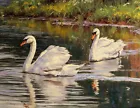 Swan in the lake Oil Painting Wall art Giclee HD printed on canvas L693