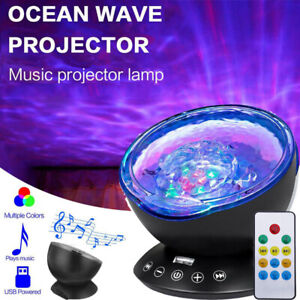 Ocean Wave Projector Lamp Music LED Night Light Remote Lamp Baby Sleep Gift UK