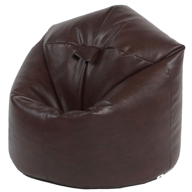 X L Top Quality Brown Faux Leather, Real Leather Bean Bag Chairs