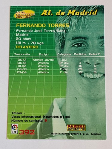 2004 Fernando Torres Mega Estrellas Atletico Madrid #392 Panini Megacracks MGK - Picture 2 of 12