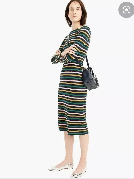 J crew long top sleeve striped dress