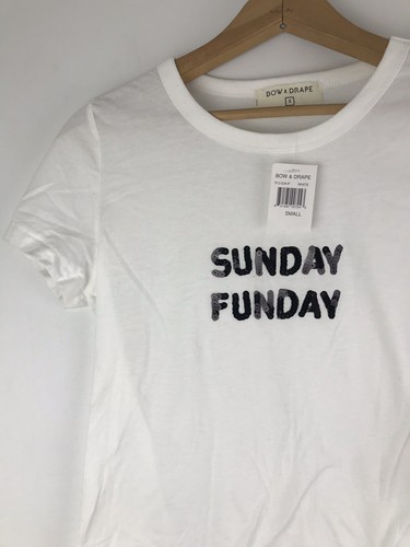 Bow & Drape T Shirt Size S Sunday Funday Sequin Football Top Womens NEW n - Picture 3 of 7