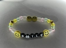 Beaded Bracelet  smile   With Smiley Faces Multicolored Beads And Stretchy