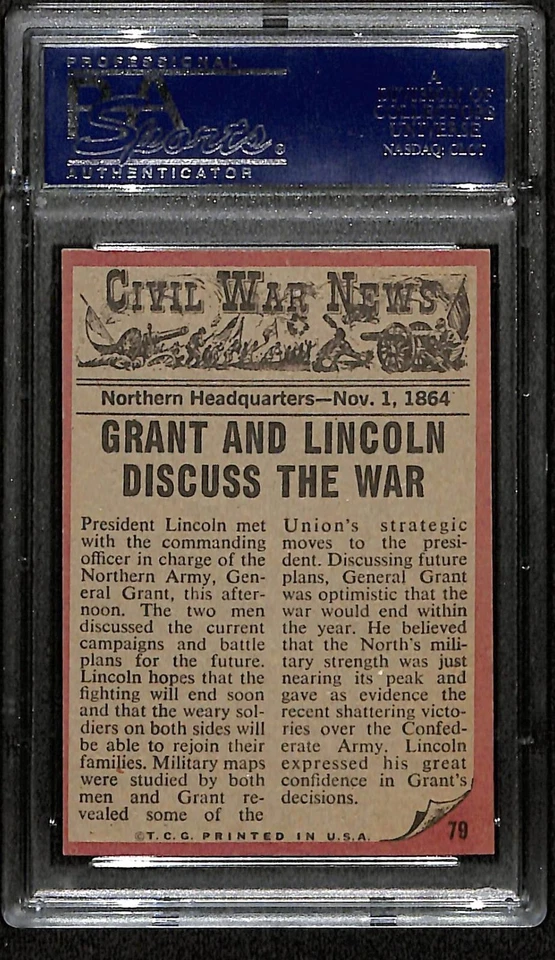 1962 Topps Civil War News #79 Council Of War Abraham Lincoln PSA 7 NM 7484 - Image 2 of 4