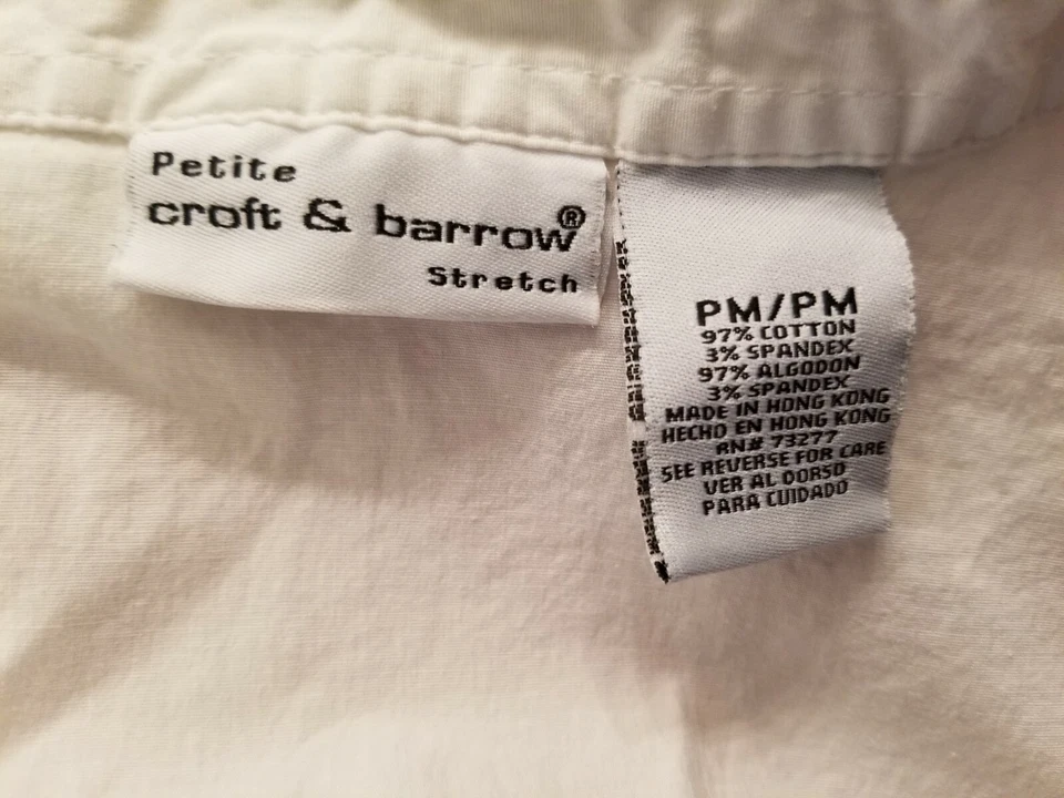 Croft & Barrow Womens Shirt Top Blouse Size PM Medium Petite White  - Image 2 of 4