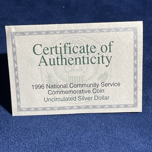 1996 US Mint National Community Service Silver Dollar BU Coin W/ OGP & COA- Z376 - Picture 5 of 10