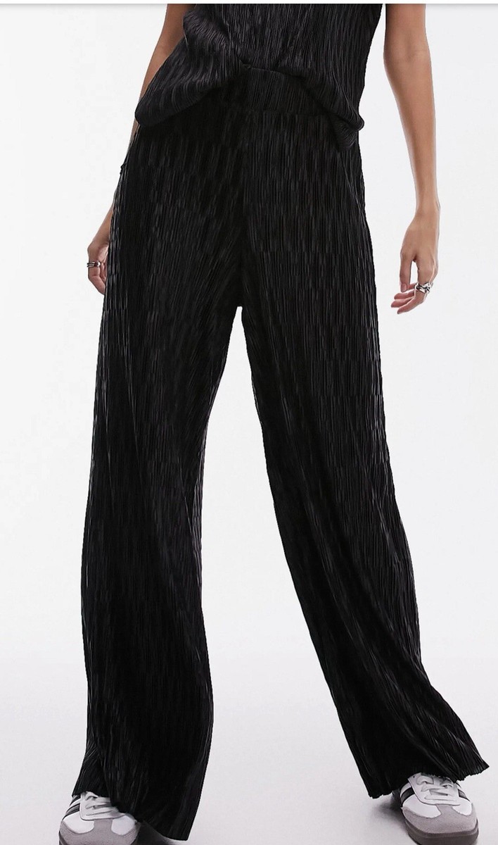 Topshop Ladies Black Small Wide Leg Trousers New